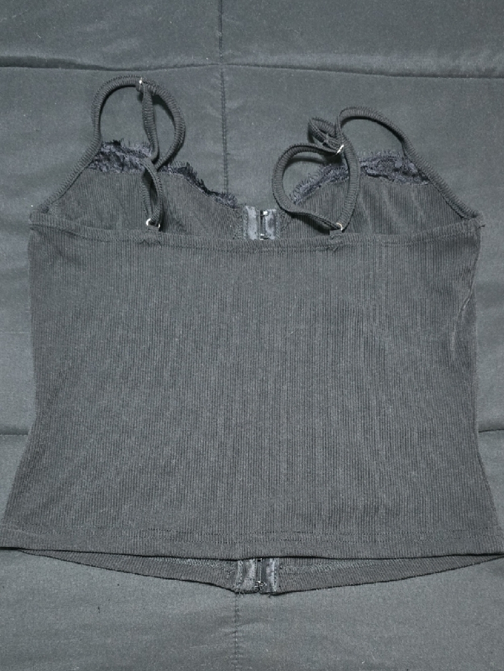 Black Ribbed Bustier Crop Tank Top - Picture 5 of 5